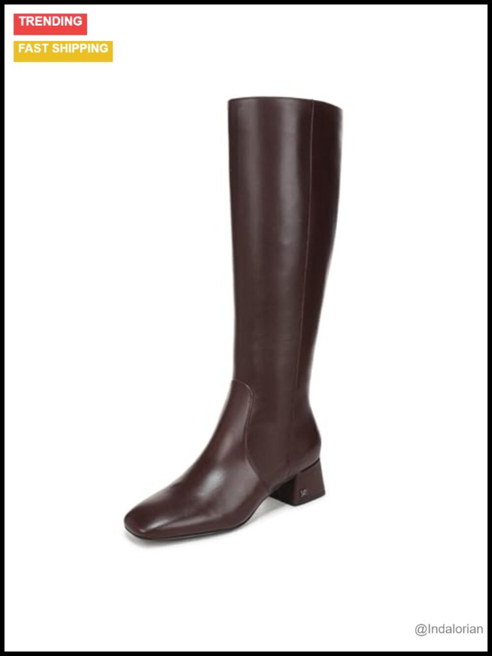 Knee High Leather Block Heel Square Toe Boots
